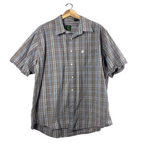Brown Men's Plaid Timberland Button Front Shirt XL